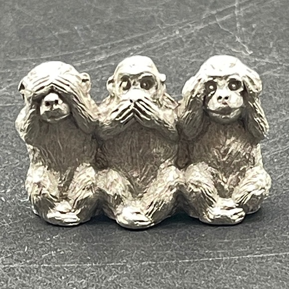 Spoontiques Other - Spoontiques Pewter Three Wise Monkeys Figurine See Hear Speak No Evil Miniature